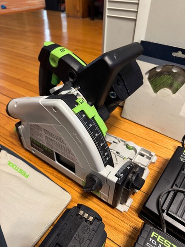 Festool Cordless Track Saw TSC 55 REB + 3 batteries, 2 chargers, extra blade
