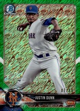 2018 Bowman #BCP82 Justin Dunn Chrome Prospects Green Shimmer Refractor #/99