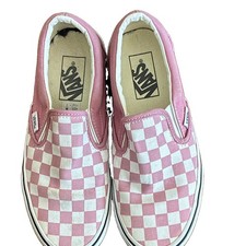 VANS Classic Slip-On Pink/White Checkerboard Canvas Slip On Low Top Sneakers
