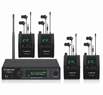 Phenyx Pro Wireless in-Ear Monitor System, Stereo IEM System PTM-10 4 Recievers