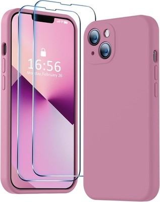 iPhone 13 Case Purple with 2 Pack 9H Tempered Glass Screen Protector