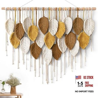 Large Macrame Wall Hanging Boho Home Decor, Yellow Brown-39''W x 29.5''L