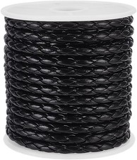 11 Yards Black 4mm Round Leather Cord DIY Bracelet Necklace Craft String Rope