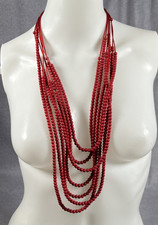 Elegant Multi-Strand Red Beaded Necklace