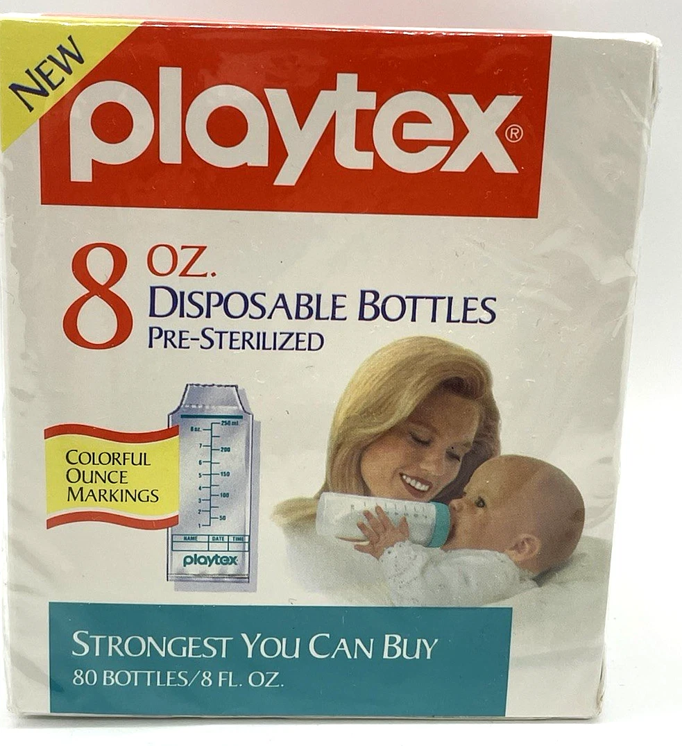 Playtex 8 oz. 80 Disposable Bottles Liners Sterilized 1991 VTG Vintage Sealed