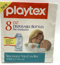 Playtex 8 oz. 80 Disposable Bottles Liners Sterilized 1991 VTG Vintage Sealed