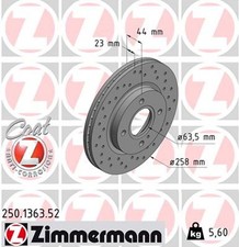 2x ZIMMERMANN Bremsscheibe SPORT Z 250.1363.52 für FIESTA FORD CB1 KA 6 CCN Van