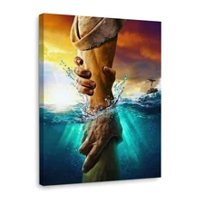 Framed Jesus Christ Canvas Wall Art The Hand of God Jesus Reaching Into Water