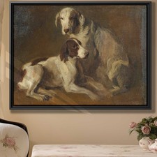 Vintage Dog Portrait Canvas Print Rustic Animal Wall Art for Home Decor