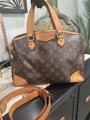 LOUIS VUITTON Monogram Brown Satchel Double Handles Zip Detachable Strap
