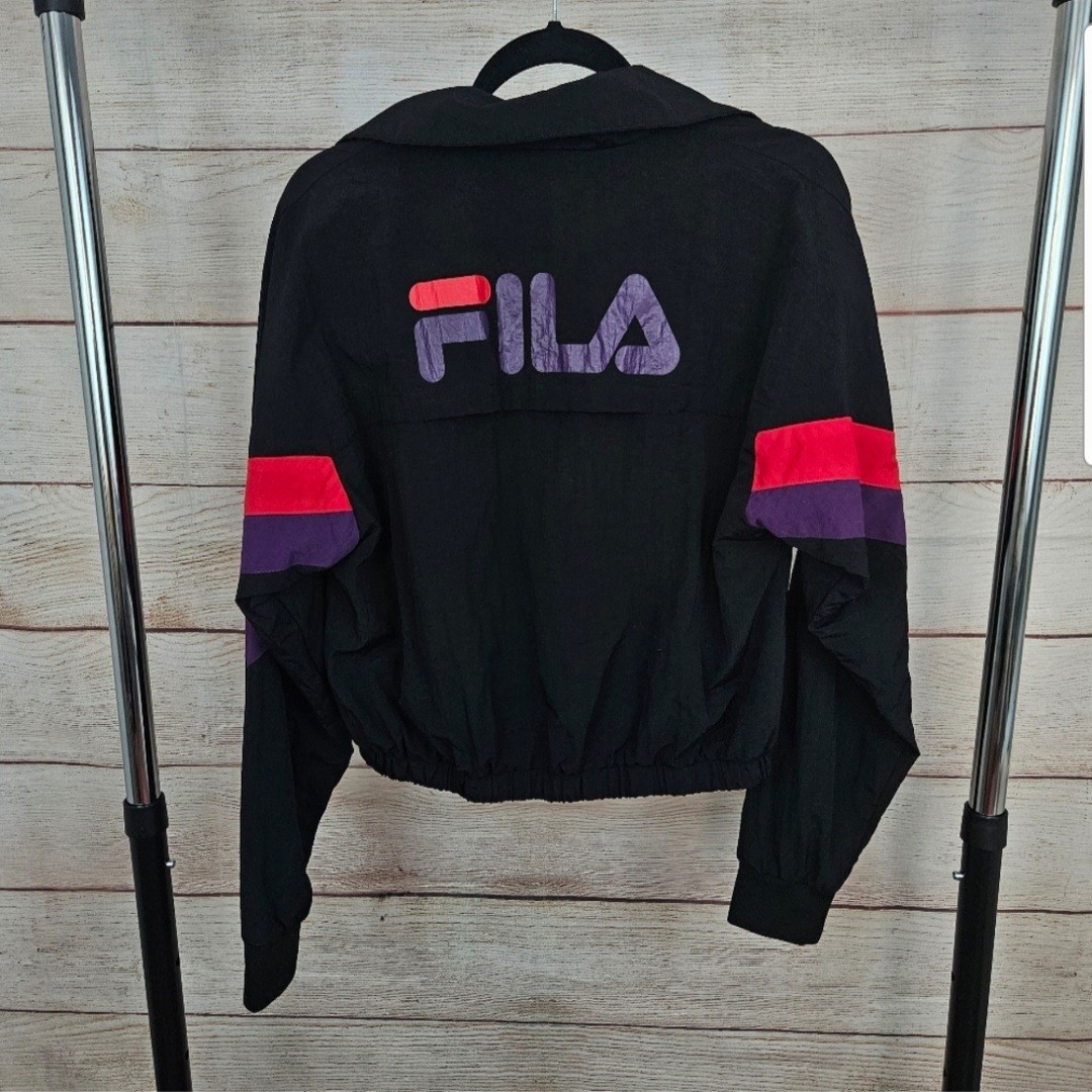 Giacca a vento Fila nera colorblock mezza zip cropped taglia media