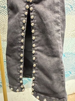 Christian Dior Women's Black Studded Slit Hem Flare Jeans