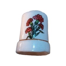 Unbranded Red Carnation Flower Ceramic Collectible Souvenir Thimble!