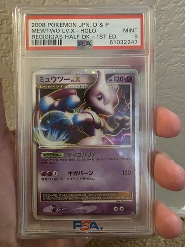 PSA 9 MINT 2008 POKEMON JPN MEWTWO LV.X HOLO REGIGIGAS HALF DK (PSA LABEL ERROR)