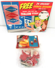 Christmas Ornament Kit Mr. & Mrs. Santa Claus Vtg 1974 Walco & Holiday Stencils