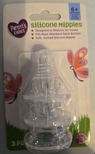 3 Silicone Nipples Parent's Choice 6 Months Fast Flow Standard Soft Nipples New