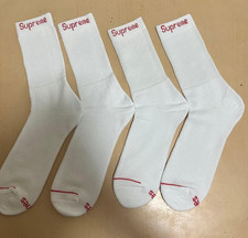 Supreme x Hanes Crew Socks 4 Pack White Mens 6-12 New Authentic Streetwear