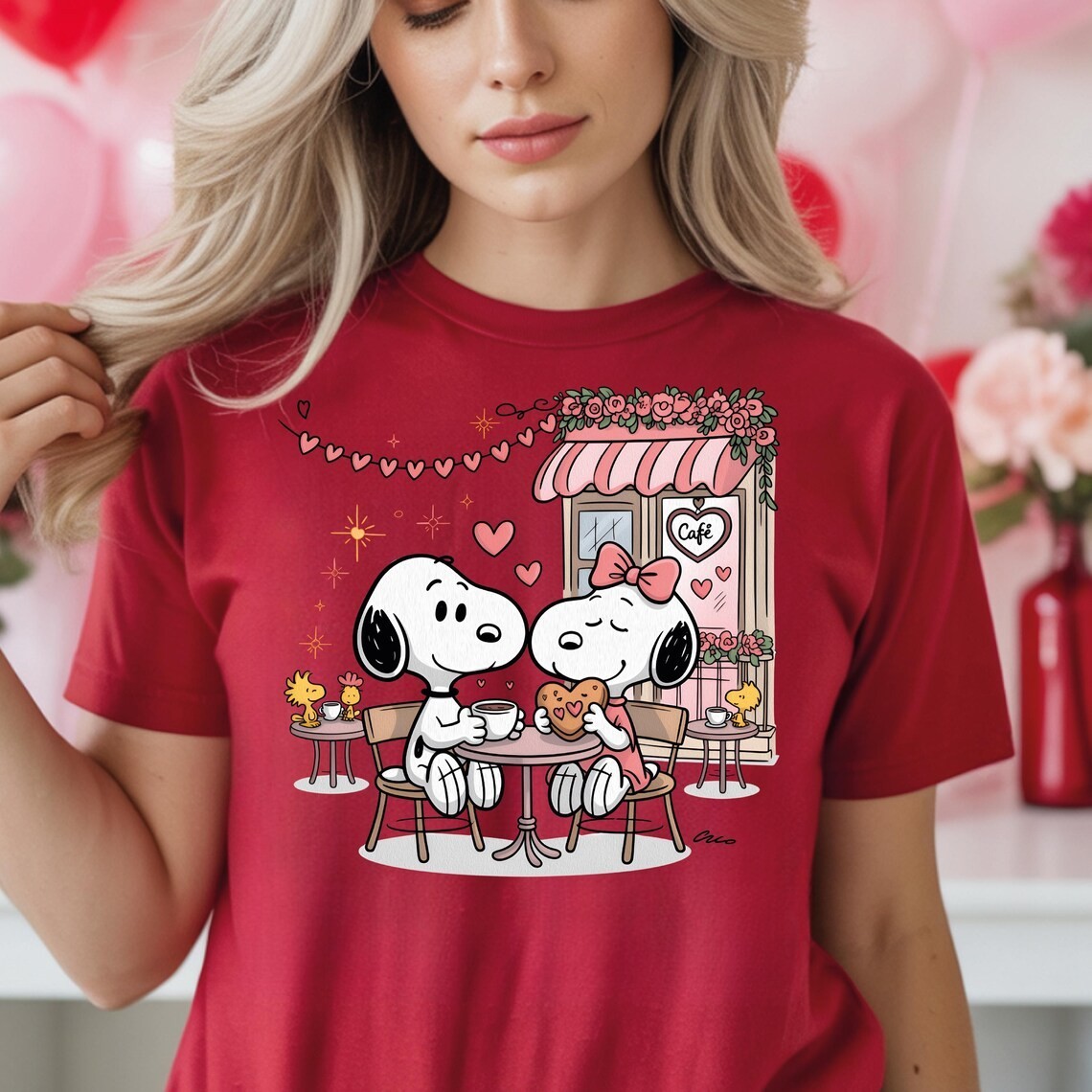 Snoopy Valentine Shirt, Snoopy and Friends Love Balloon Tee