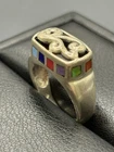 Vintage Sterling Silver Enamel Scroll Ring Size 5.25 4 Grams B5