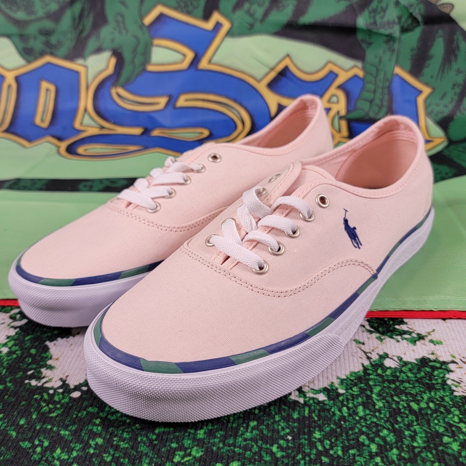 Scarpe da tennis Polo Ralph Lauren Keaton Pony Lt rosa taglia 10 nuove con scatola