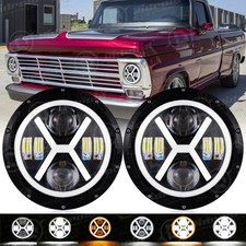 Pair 7 Led Headlights Hilow Beam Drl For 1953-1977 Ford F100 F250 F350 Pickup