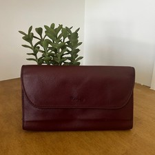 Rolfs Burgundy Genuine Leather Trifold Checkbook Wallet Kiss Lock Coin Pocket