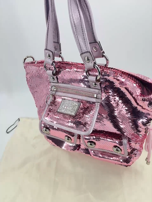 COACH Poppy Y2k Beautiful Rare 2 Way Tote Bag Metallic Pink