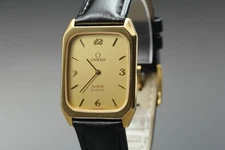 Vintage 1980s OMEGA De Ville Quartz Cal.1365 Gold Dial Men's [Near Mint]