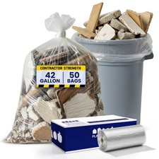 Plasticplace 42 Gallon Contractor Trash Bags - Clear, Case of 50 Bags