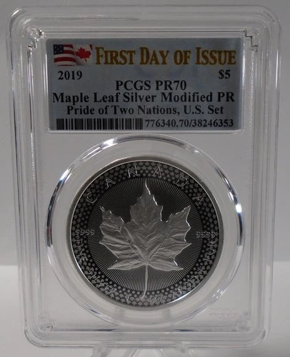 2019 Canada Maple Leaf Silver Modified PR70 PCGS Pride of Two Nations FDOI .999