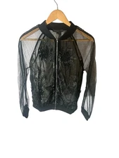 New Endless Rose Black Lace Mesh Zip Up Light Weight Jacket Small