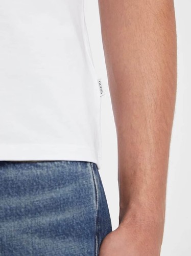 Guess Mens Slim Embroidered Logo T-Shirt White - Picture 5 of 11