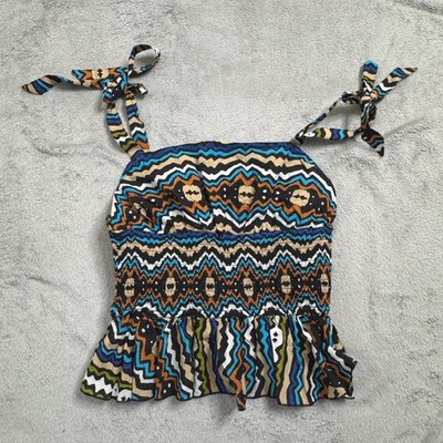Elizabeth James Halter Ikat Striped Gigi Tip Size Medium Tie Straps