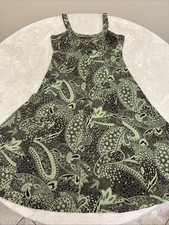 Woman Floral Green Brown STRETCH Fit & Flare Dress Size 4