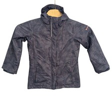 Columbia Girls Interchange Hooded Jacket Navy Geometric Dot Print Size M 10/12