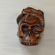 Skull Snake Frog Netsuke Ishikawa Wood Clasp Traditional Carving Antique