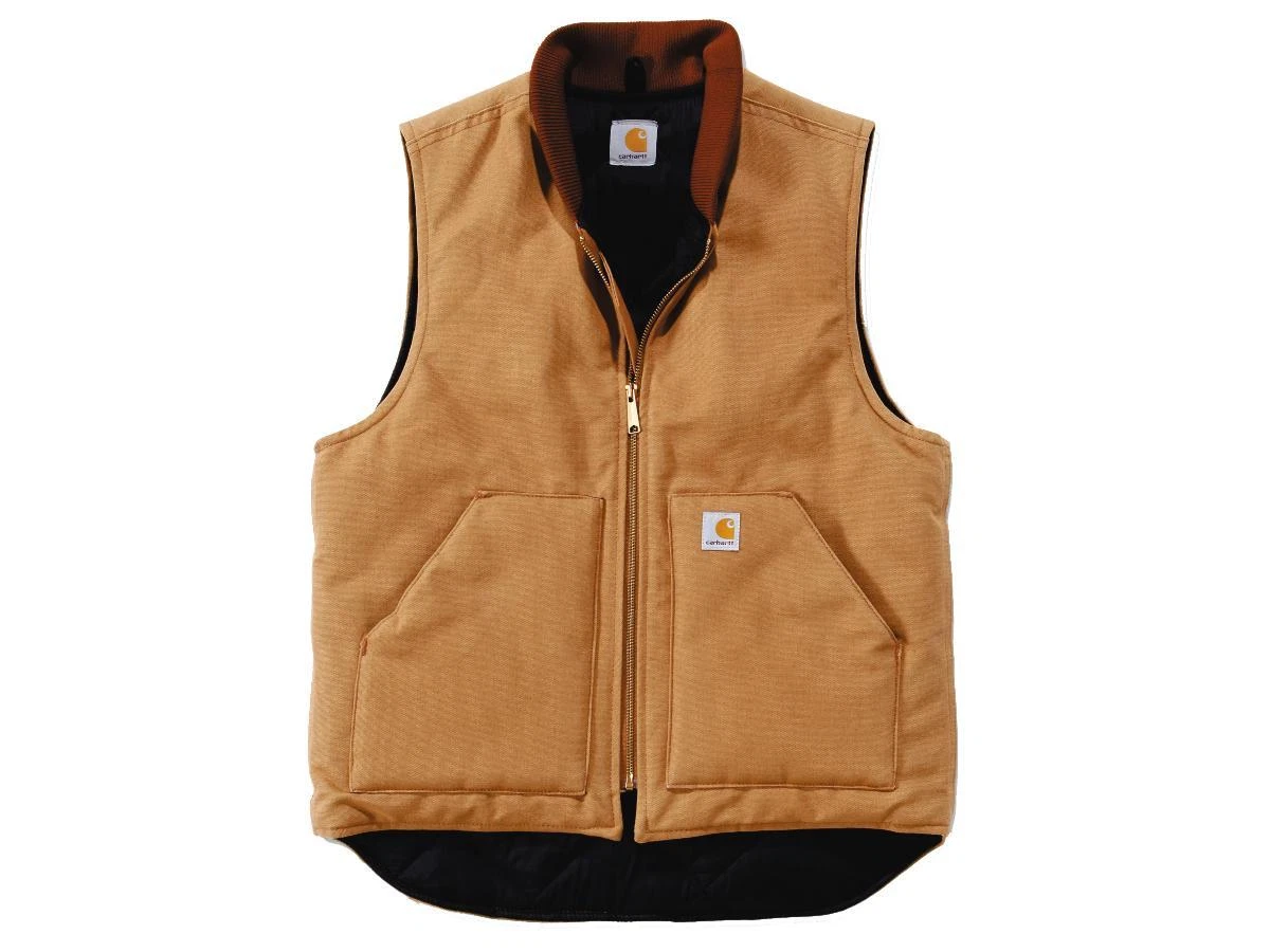 Carhartt Relaxed Fit Firm Duck Insulated Rib Collar Moto Vest Carhartt Brown