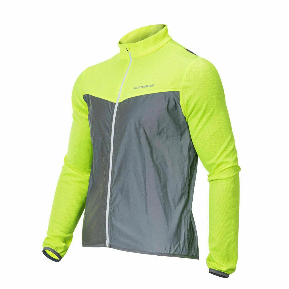 ROCKBROS Jacket Cycling Clothing Sports Reflective Safty Wind Coat Jersey Green