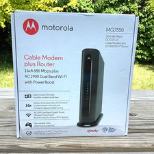 MOTOROLA CABLE MODEM PLUS WIFI ROUTER DOCSIS 3.0 16X4 AC1900 MG7550 POWER BOOST