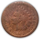 1864-L Indian Head Cent Choice Almost Good AG+/G Coin #22321