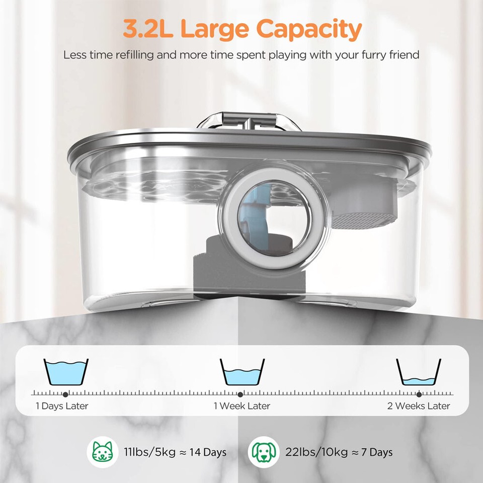 3.2LPet Water Fountain Stainless Steel Smart Circulating Water