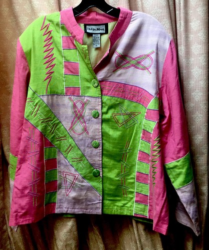 INDIGO MOON Jacket Top XL Pinks Green 