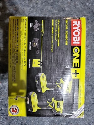Ryobi P1817 18V ONE+ Lithium-Ion Cordless 2-Tool Combo Kit with 1.5 Ah Batteries