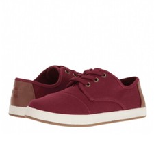 NIB TOMS Burgundy Paseo Canvas Youth Sneakers Size 3