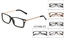 Eyeglasses Unisex Squared Clear Lens Fashion Glasses with Metal Textured Temples