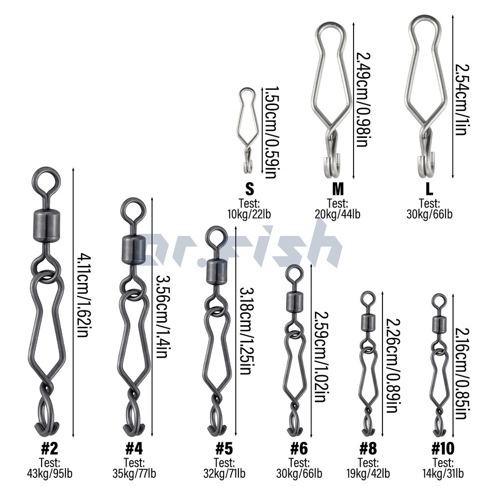 20/50/100PCS Fishing Speed Clips Quick Change Rolling Swivel Snap Lure ...