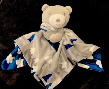 Baby Essentials Grey Bear Lovey Security Blanket Mountains Blue and Gray NWOT