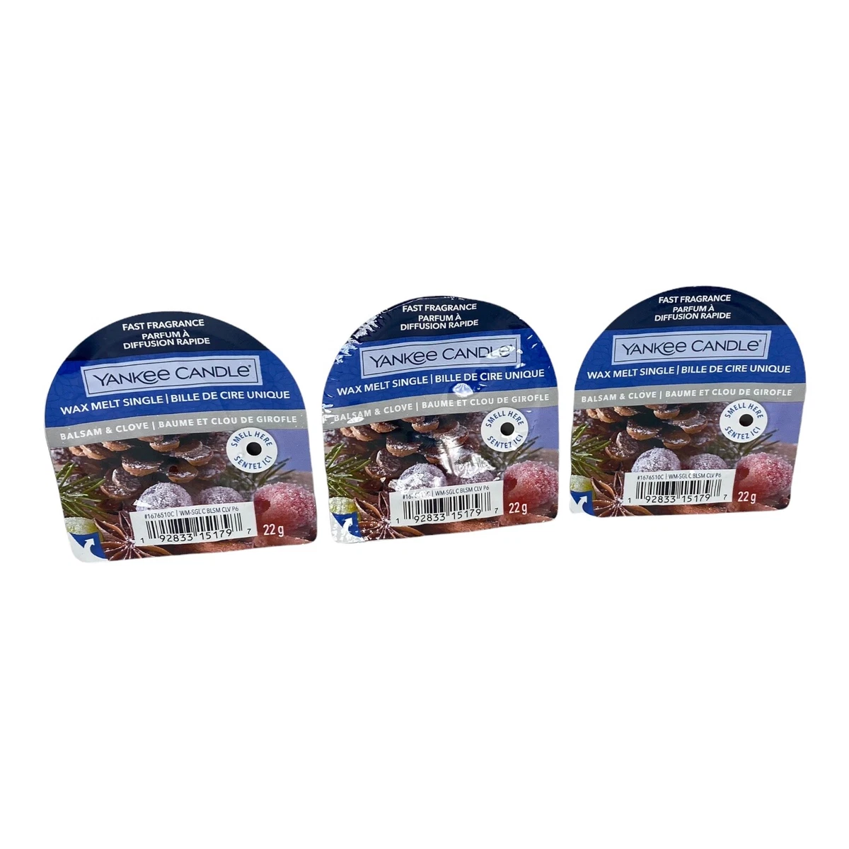 Yankee Candle BALSAM & CLOVE Set of 3 Single Wax Melt