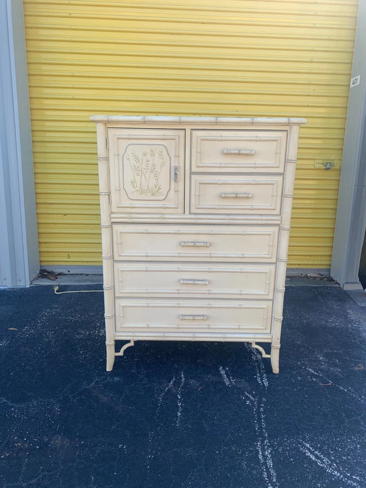 Dixie Aloha Faux Bamboo 5 drawers Chest Chinese Chippendale - Image 2 of 4