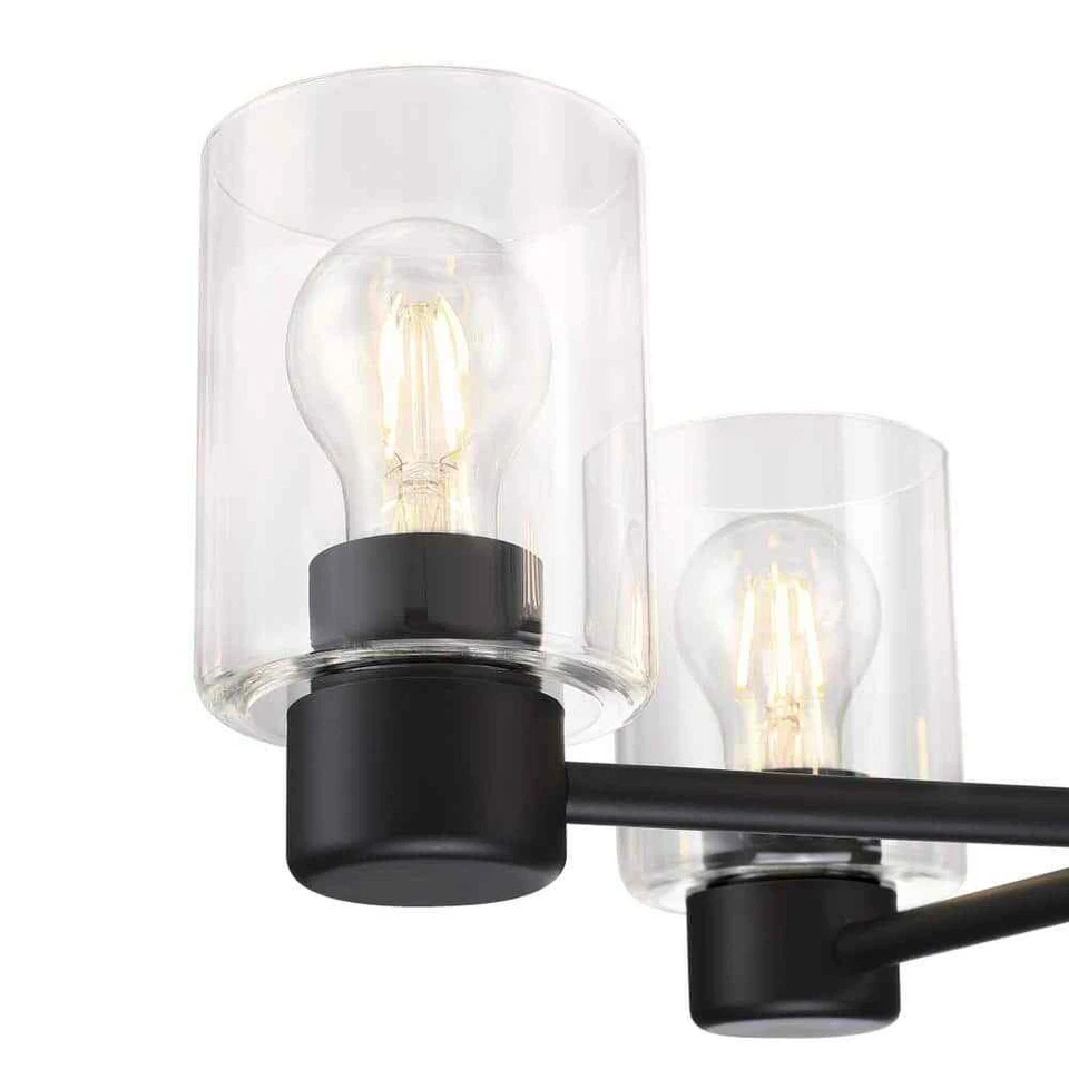 Lámpara de araña Westinghouse Sylvestre 5 luces negra mate con vidrio transparente 6115300 Foto 2 de 4